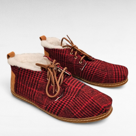 Toms Red Plaid Bota Shoes Size 10 - Picture 7 of 16